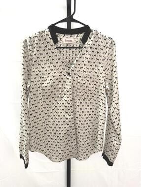Louche Women's Long Sleeve Blouse with Dog Print